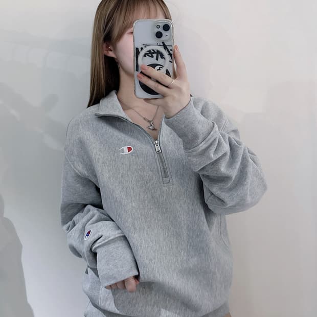 챔피언 리버스위브 반집업 맨투맨