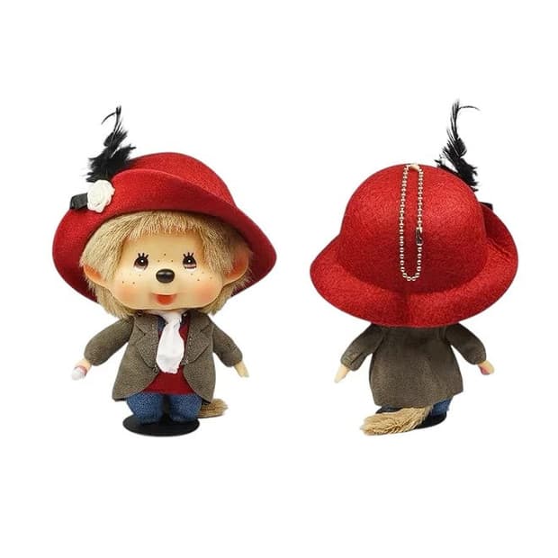 챙모자 몬치치 빅헤드 패션 버건디 로즈 걸 키체인 대두몬치치 봉제인형키링