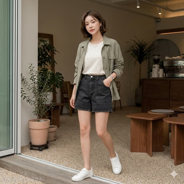 앤더슨벨 워싱 데님 쇼츠