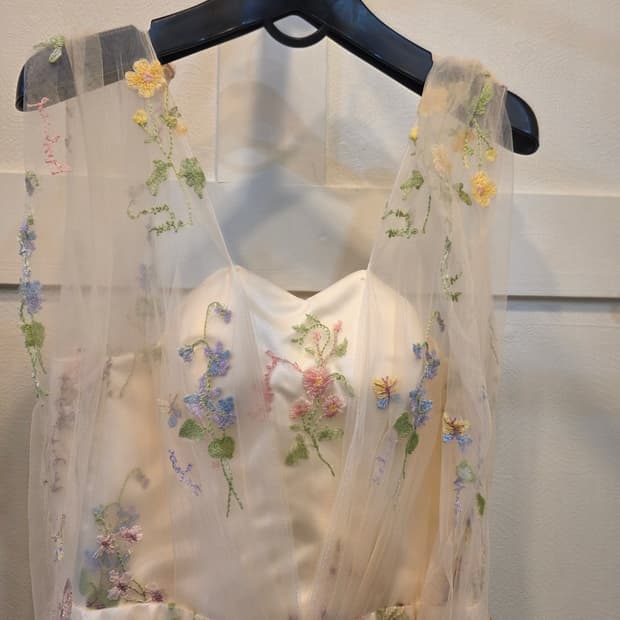 플라워 자수 롱 원피스