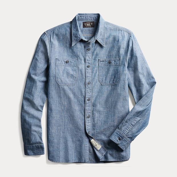 더블알엘 인디고 샴브레이 워크셔츠 L사이즈 RRL