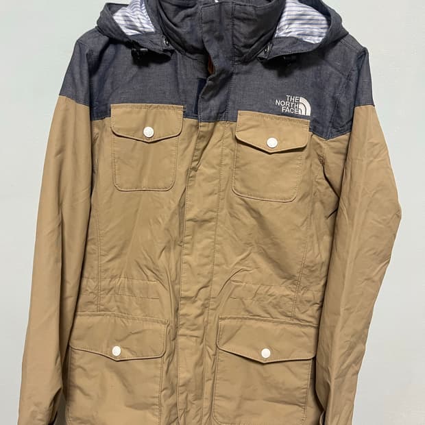 노스페이스  베이지 데님 배색 자켓