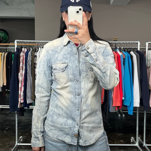 버커루 데미지 웨스턴 데님 셔츠