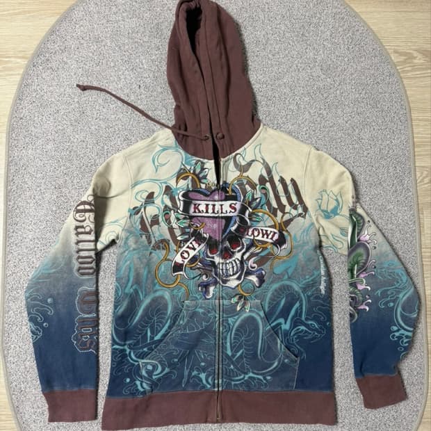 에드하디 스컬 프린팅 후드집업