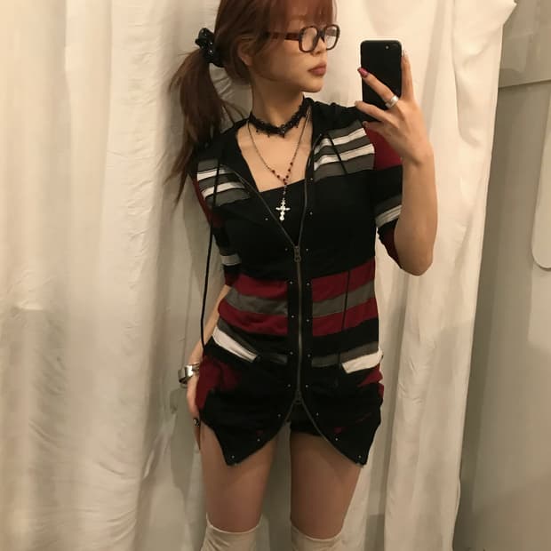 Ozz Croce 오즈크로스 고딕 오리엔탈 투웨이 반팔 후드집업