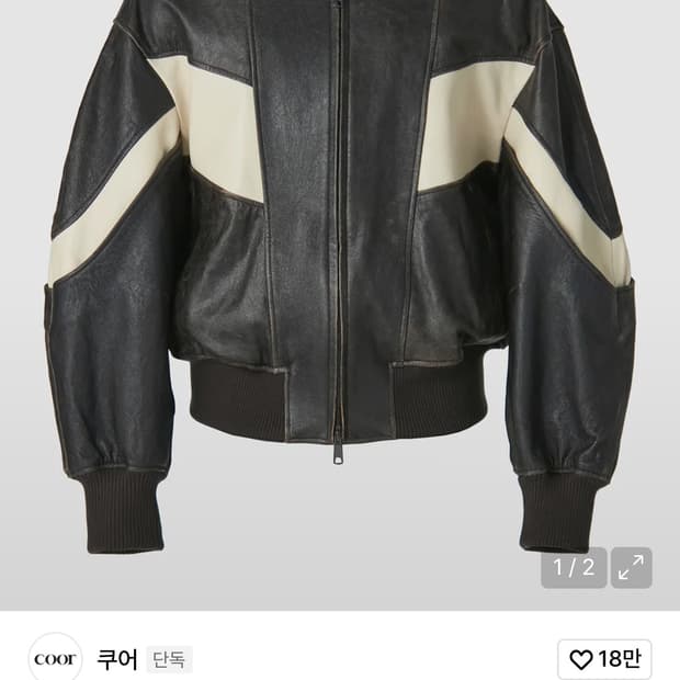 쿠어 디스트레스 믹스드 레더 점퍼 L