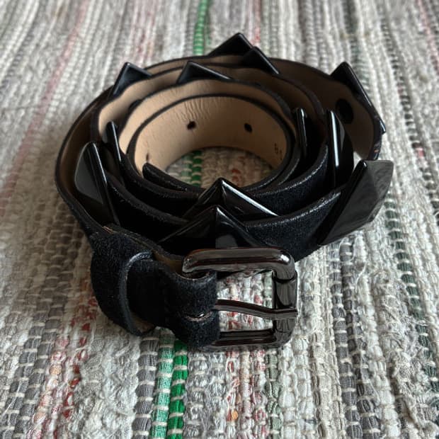 Black Studded Edge Leather Belt