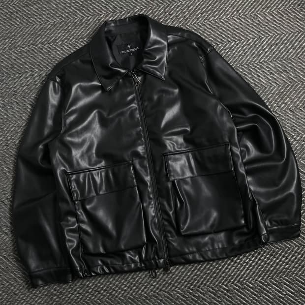 24/7 빈티지 미니멀 레더 블루종 자켓 y 4342