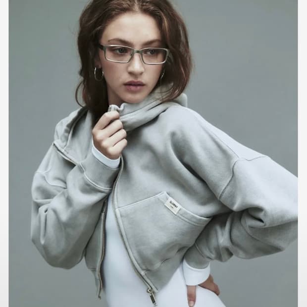 글로니 G CLASSIC WASHED CROP ZIP UP (GRAY)