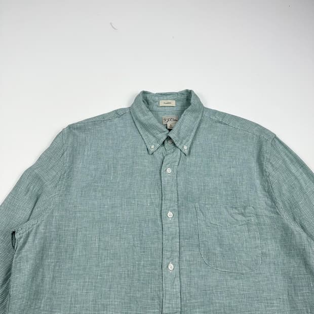 제이크루 클래식 포켓 린넨 체크셔츠 (L)