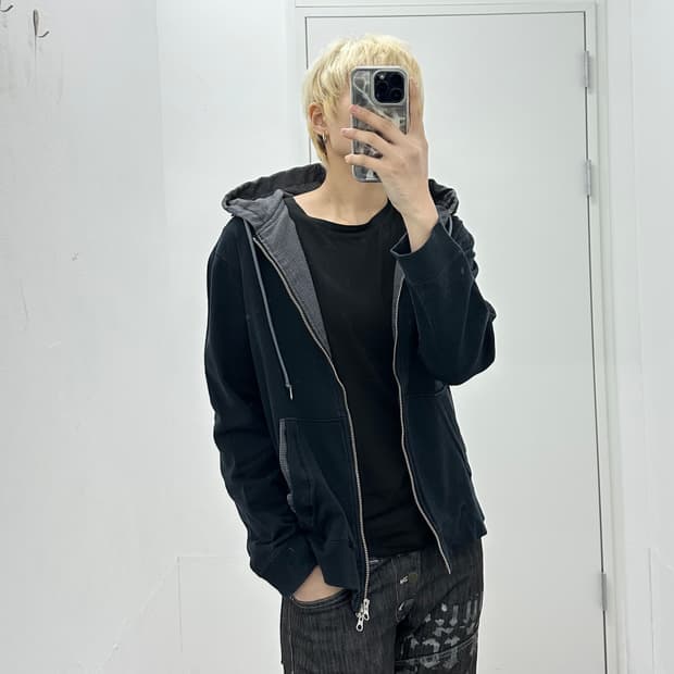 TK 2way check detail hoodie