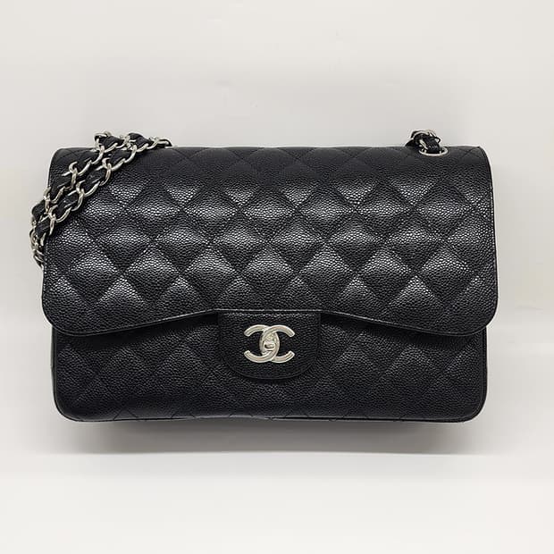 샤넬 캐비어 은장 클래식 라지 숄더백 #18