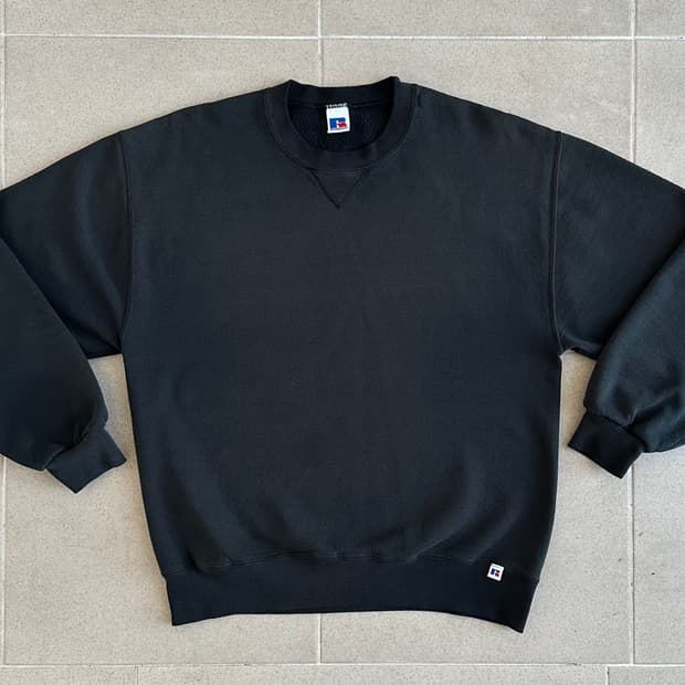 90s 빈티지 러셀 스웻셔츠 블랙 L