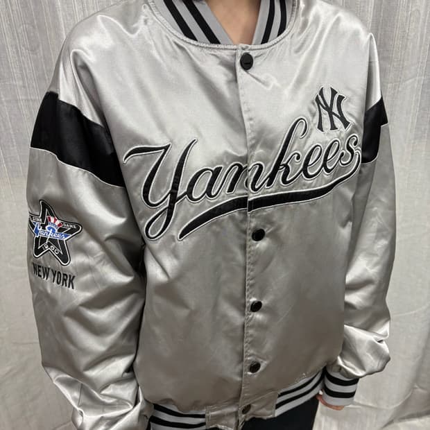 MLB 뉴욕 양키스 실버 스타장 야구 점퍼 바시티 자켓