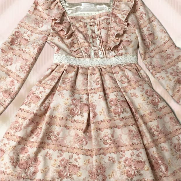 리즈리사 프릴 레이스 원피스 치마 히메 러블리 갸루 로걀 라떼 긴팔