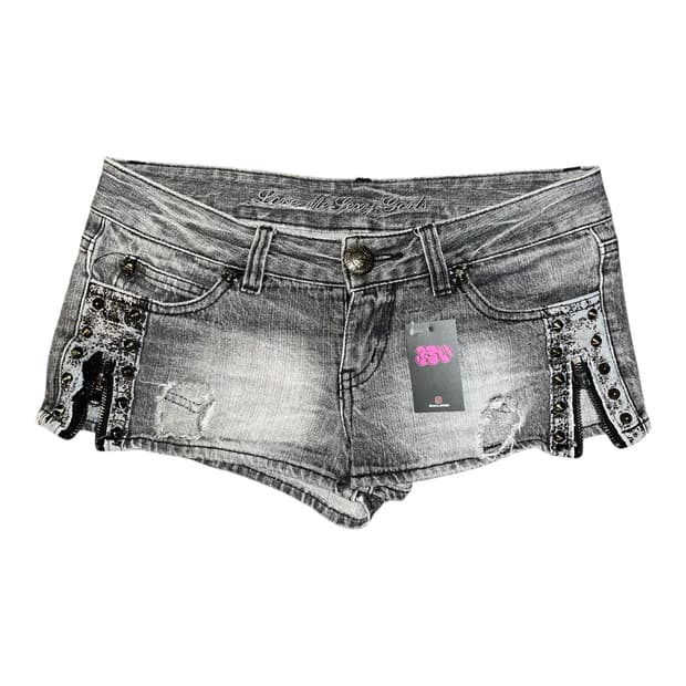 해골 스터드 데미지 숏팬츠 펑크y2k갸루