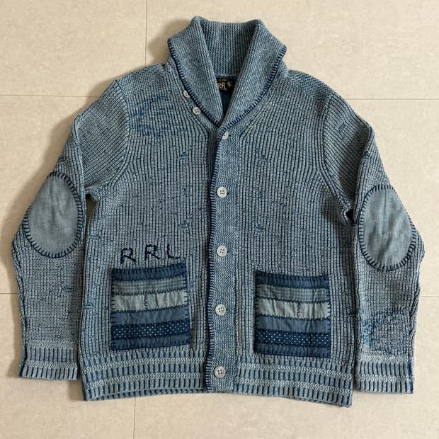 RRL 숄카라 핸드니트 패치워크 Shawl kara hand knit