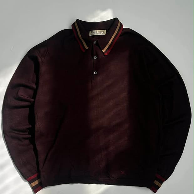[100] 버버리 잉글랜드 버건디 울 폴로 니트