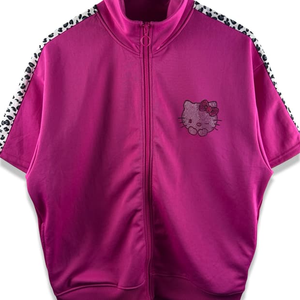 헬로키티 50주년 레오파드 큐빅 핑크반팔져지2195