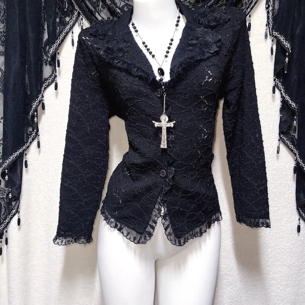 로맨틱고딕 고스로리 펑크 레이스 프릴 자켓 가디건 다크페어리 공겜 핀터