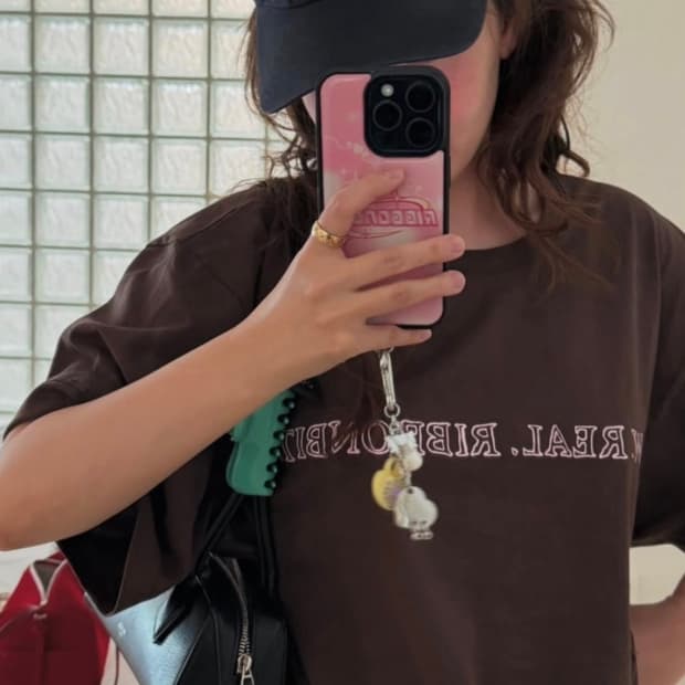 리본빛 로우 프린트 반팔 티셔츠 RAW Print T-shirt