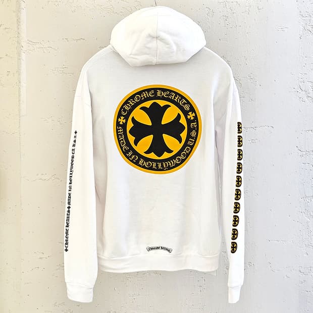 [L] 크롬하츠 헐리우드 크로스 후드 티셔츠 화이트 HRB259246C