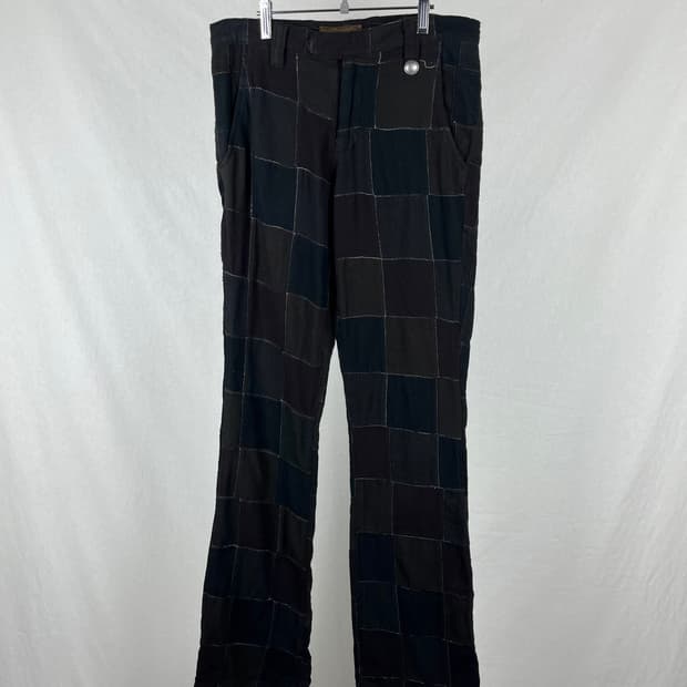 Vintage (maede in japan) 패치워크 코튼 부츠컷팬츠