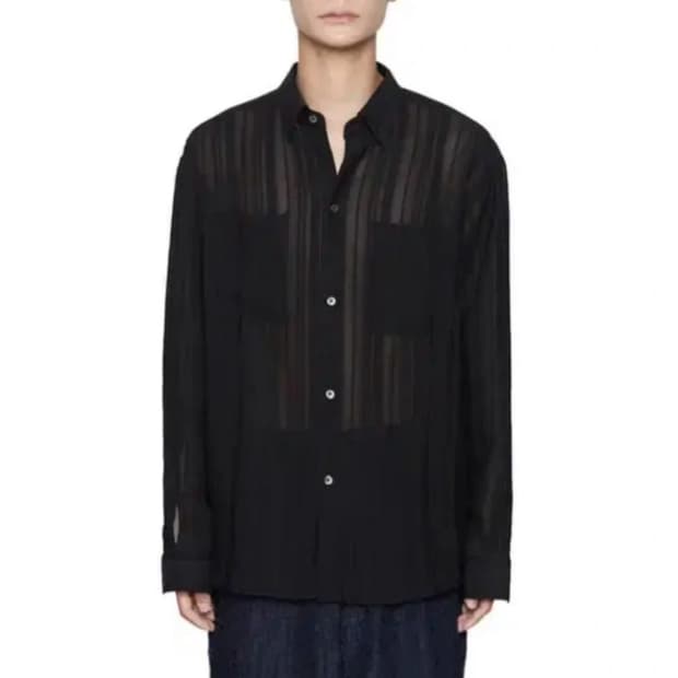 해칭룸 button down shirt black stripe