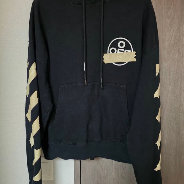 Off-White 테이핑 후드티 블랙( L/정품)