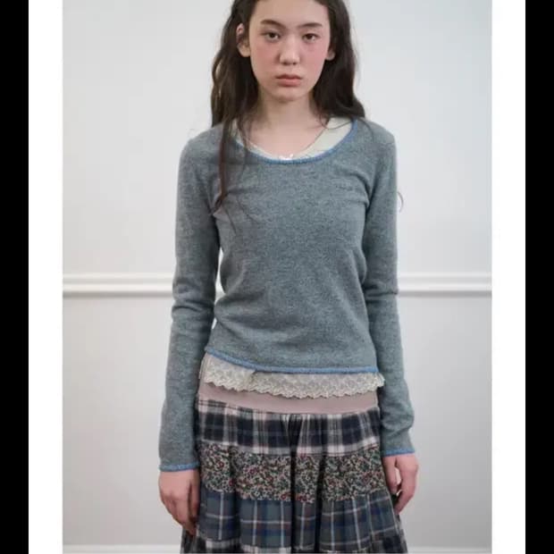 nocontent 스티치 니트 그레이