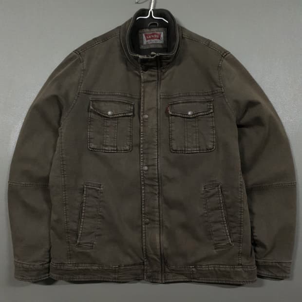 실측 XL 리바이스 신형 디트로이트 워크 자켓 데저트 카키 올리브 블루종