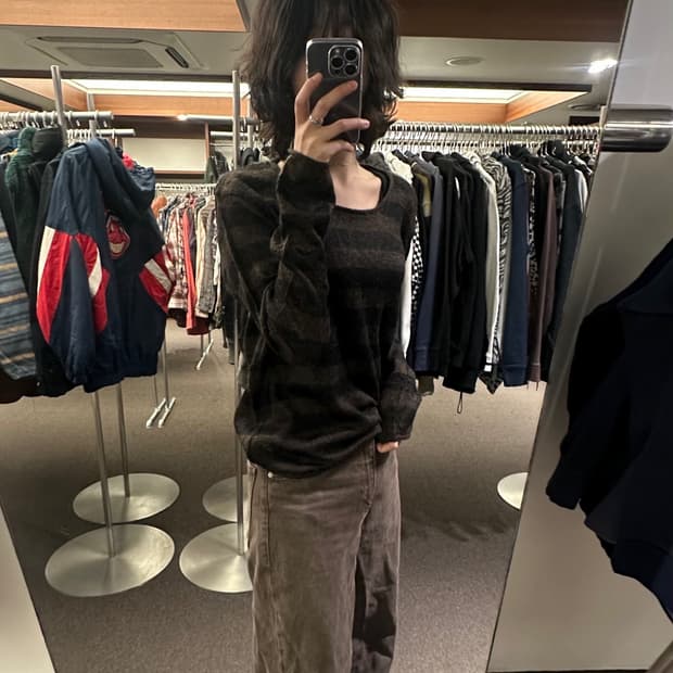 L)일본 빈티지 그런지 스트라이프 니트