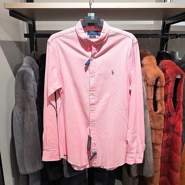 (정품/새상품) 폴로 랄프 로렌 연핑크 슬림핏 스트레치 옥스포드 셔츠