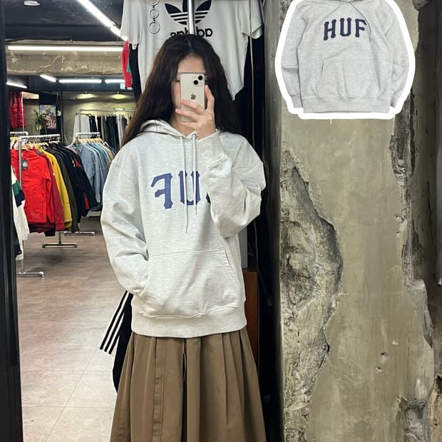 허프 아치 로고 후드티 그레이 S #csz22