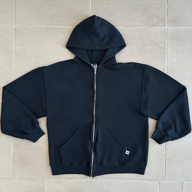 빈티지 러셀 후드집업 블랙 M