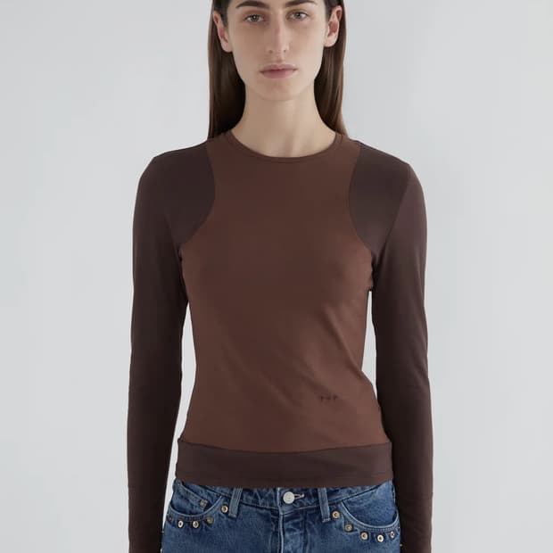 [S,M]팔로마울 Sombrita 롱 슬리브리스 탑/브라운