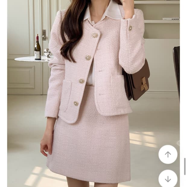 아뜨랑스 트위드 셋업 밀키핑크M