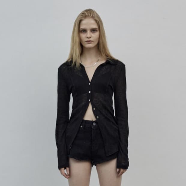 보헤미안서울 보헴서 오픈 카라 셔츠 블랙