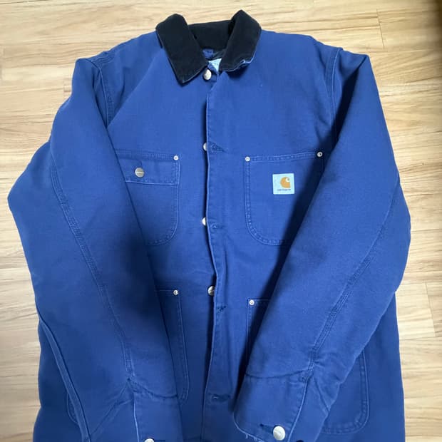 칼하트 WIP OG 초어 코트 블루 블랙 에이지드 캔버스 - 윈터