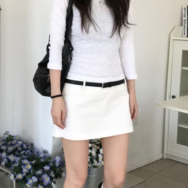 White 7부 티셔츠