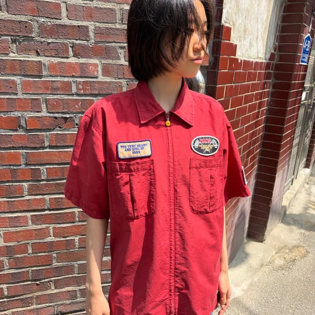 90s Vans 레이싱 레드 워크 자켓