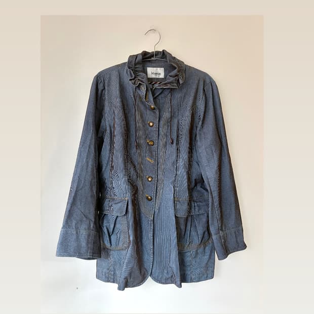 희귀 일본빈티지 블루 브라운 스트라이트 코트