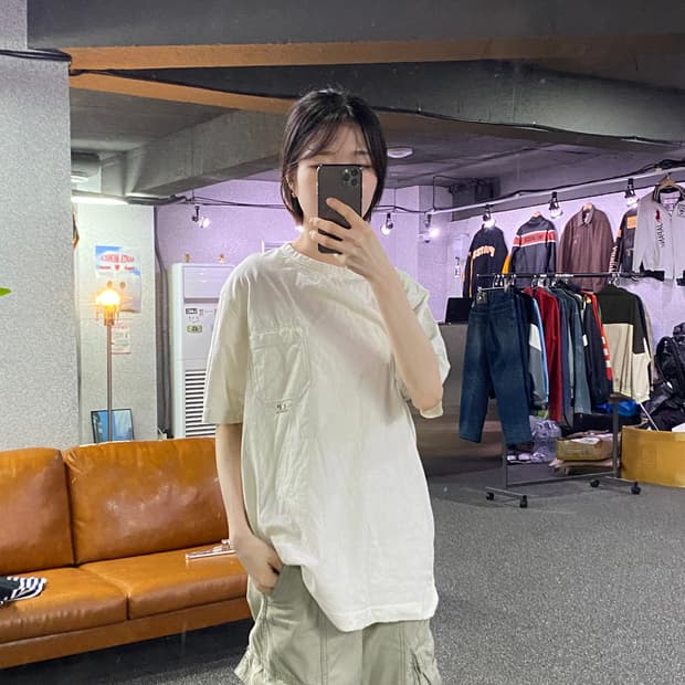 cp 컴퍼니 스몰로고 원포켓 화이트 반팔티 B4732