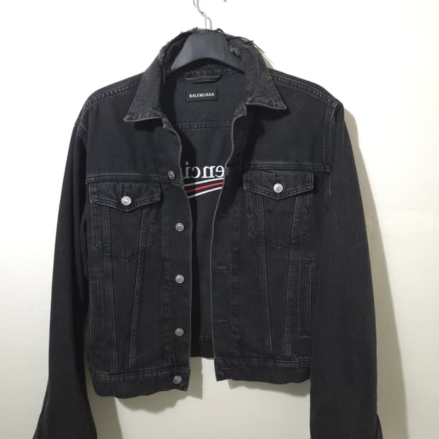 [새상품급] 발렌시아가 웨이브로고 데님 흑청자켓