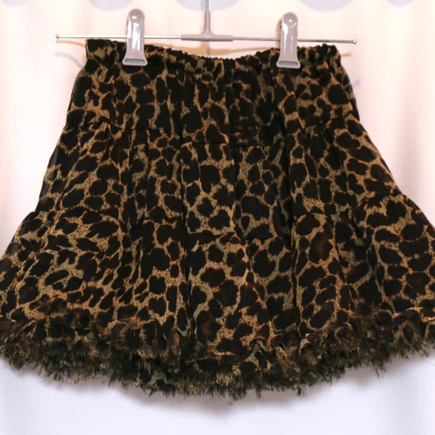 갸루 호피 미니 캉캉 스커트