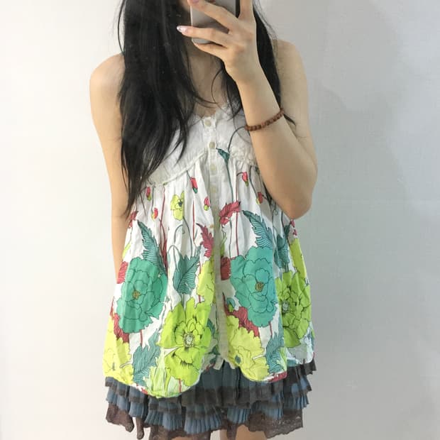 cheeno  사와코 하구미 벌룬 플라워 슬리브리스