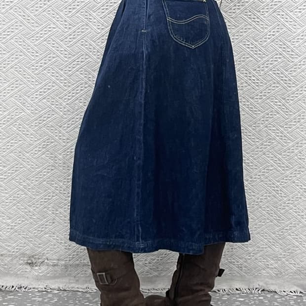 LEE 리 캐주얼 빈티지 모리 플레어 데님 롱스커트 S C10807