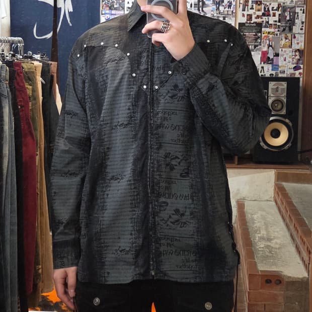 JPN 펑크 큐빅 코르셋 웨스턴 셔츠 집업