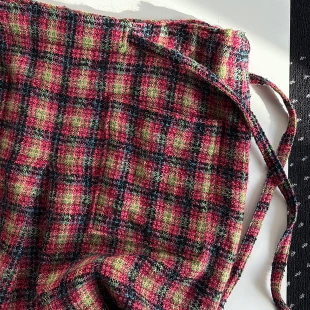 check patterned long skirt