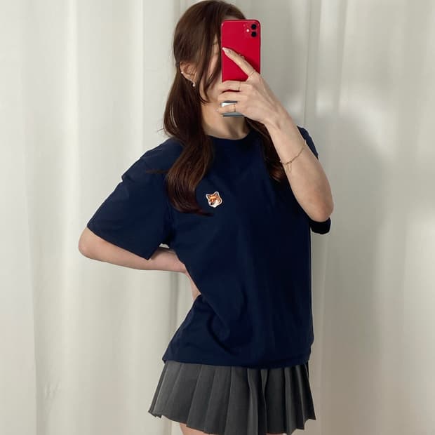 메종키츠네 와펜 라운드 티